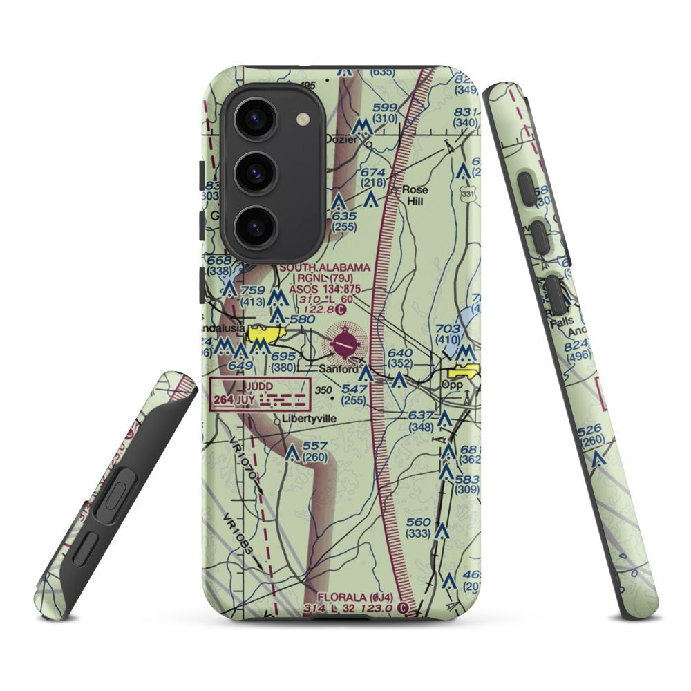 South Alabama Regional At Bill Benton Field Airport (79J) VFR Sectional Samsung Phone Case Samsung Galaxy S23 Plus model shown