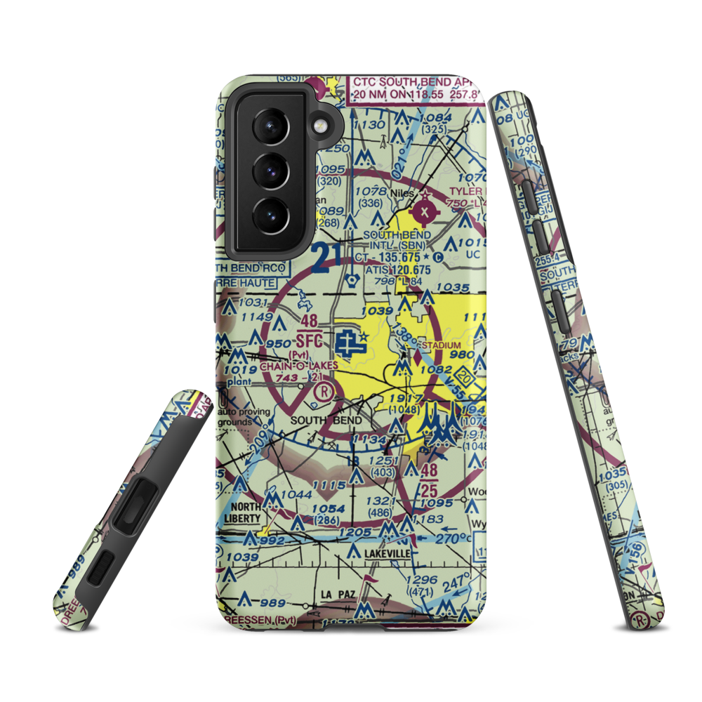 South Bend Regional Airport (SBN) VFR Sectional Samsung Phone Case Samsung Galaxy S21 FE model shown