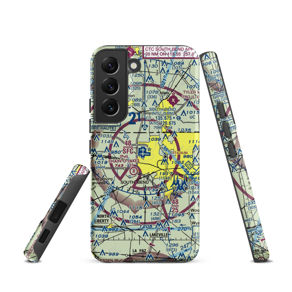 South Bend Regional Airport (SBN) VFR Sectional Samsung Phone Case Samsung Galaxy S22 model shown