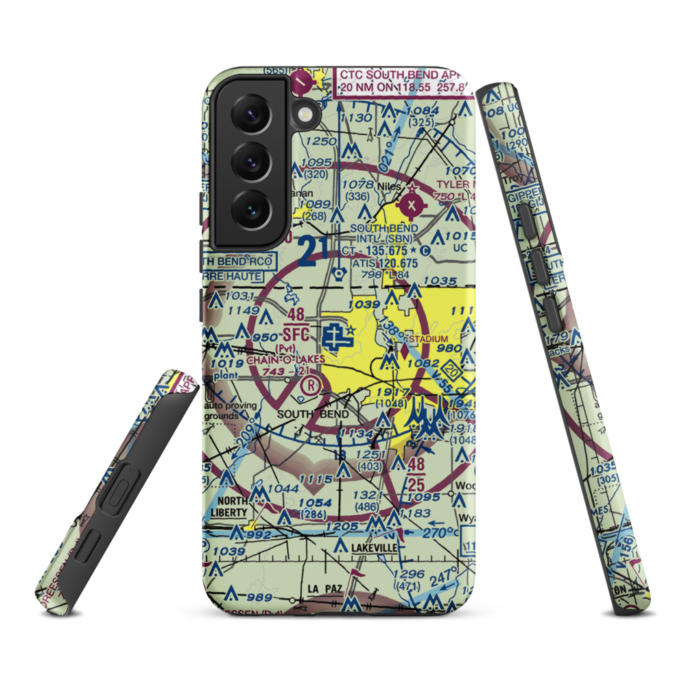 South Bend Regional Airport (SBN) VFR Sectional Samsung Phone Case Samsung Galaxy S22 Plus model shown