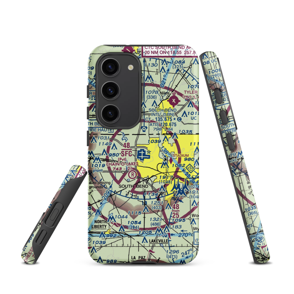 South Bend Regional Airport (SBN) VFR Sectional Samsung Phone Case Samsung Galaxy S23 model shown