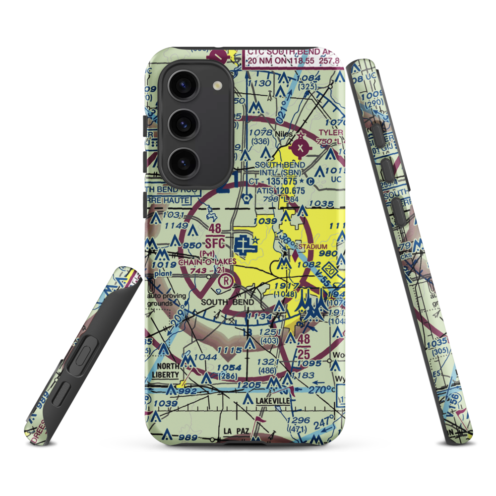 South Bend Regional Airport (SBN) VFR Sectional Samsung Phone Case Samsung Galaxy S23 Plus model shown
