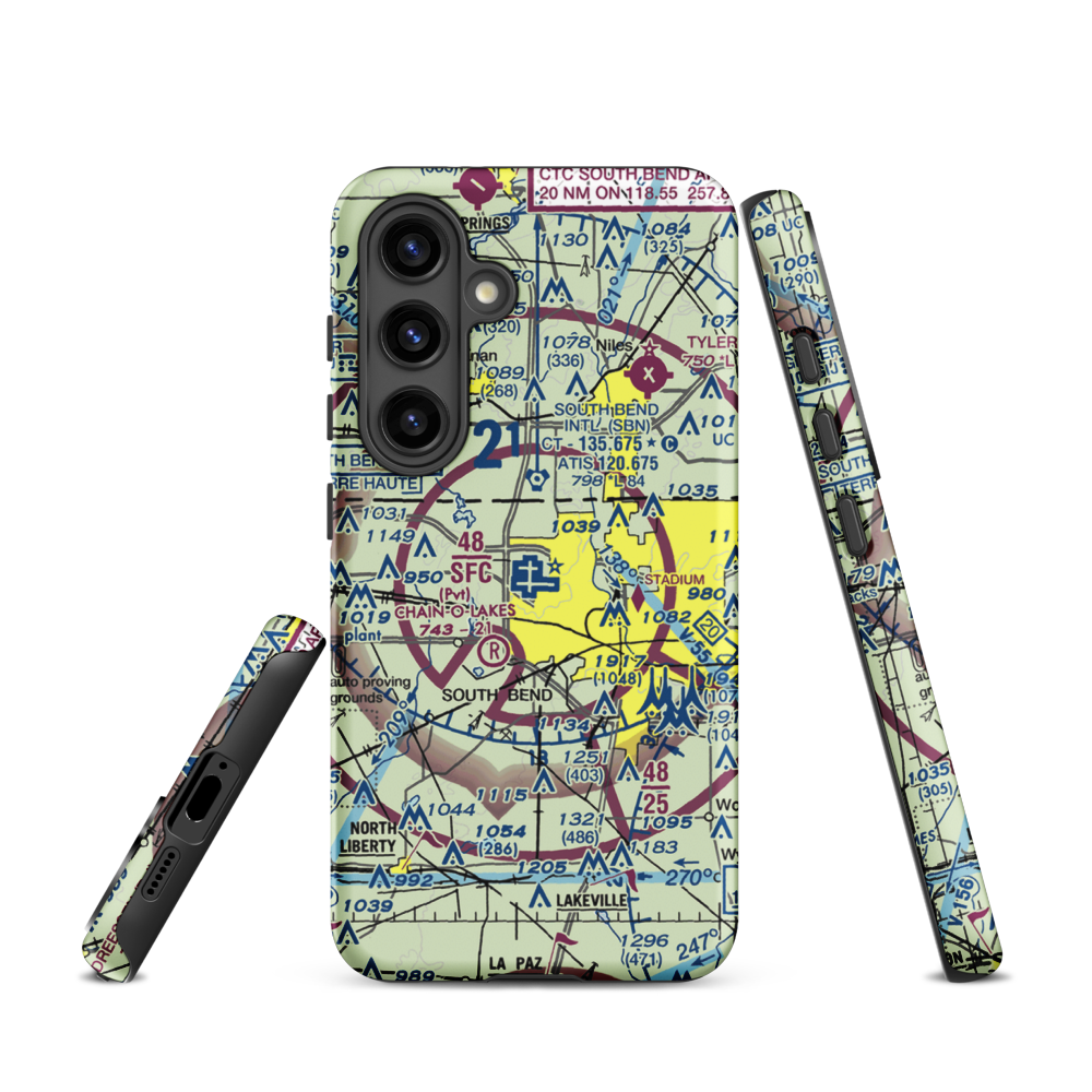 South Bend Regional Airport (SBN) VFR Sectional Samsung Phone Case Samsung Galaxy S24 model shown