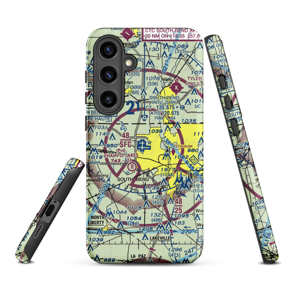 South Bend Regional Airport (SBN) VFR Sectional Samsung Phone Case Samsung Galaxy S24 Plus model shown