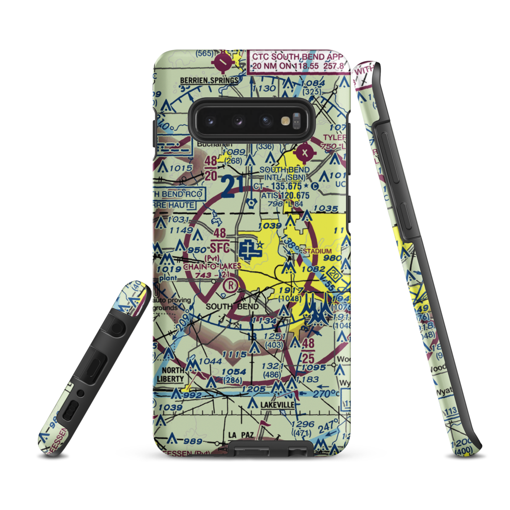 South Bend Regional Airport (SBN) VFR Sectional Samsung Phone Case Samsung Galaxy S10 Plus model shown