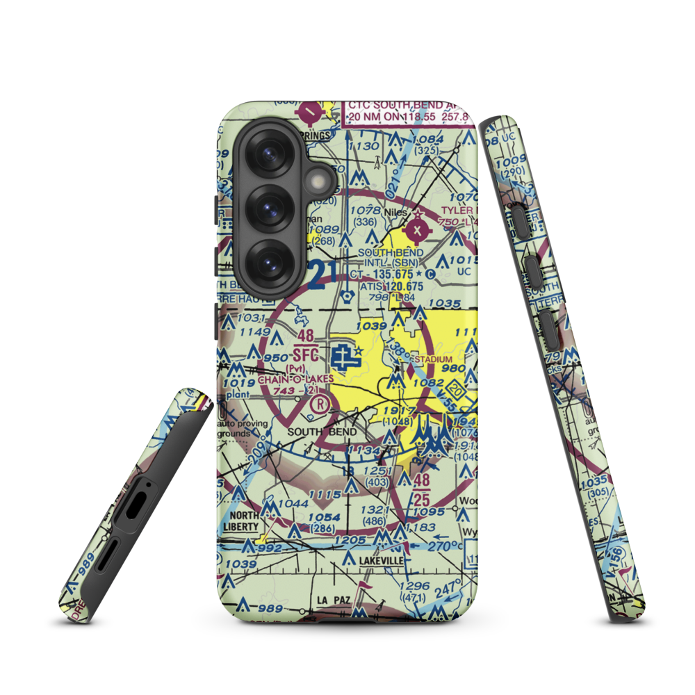 South Bend Regional Airport (SBN) VFR Sectional Samsung Phone Case Samsung Galaxy S25 model shown