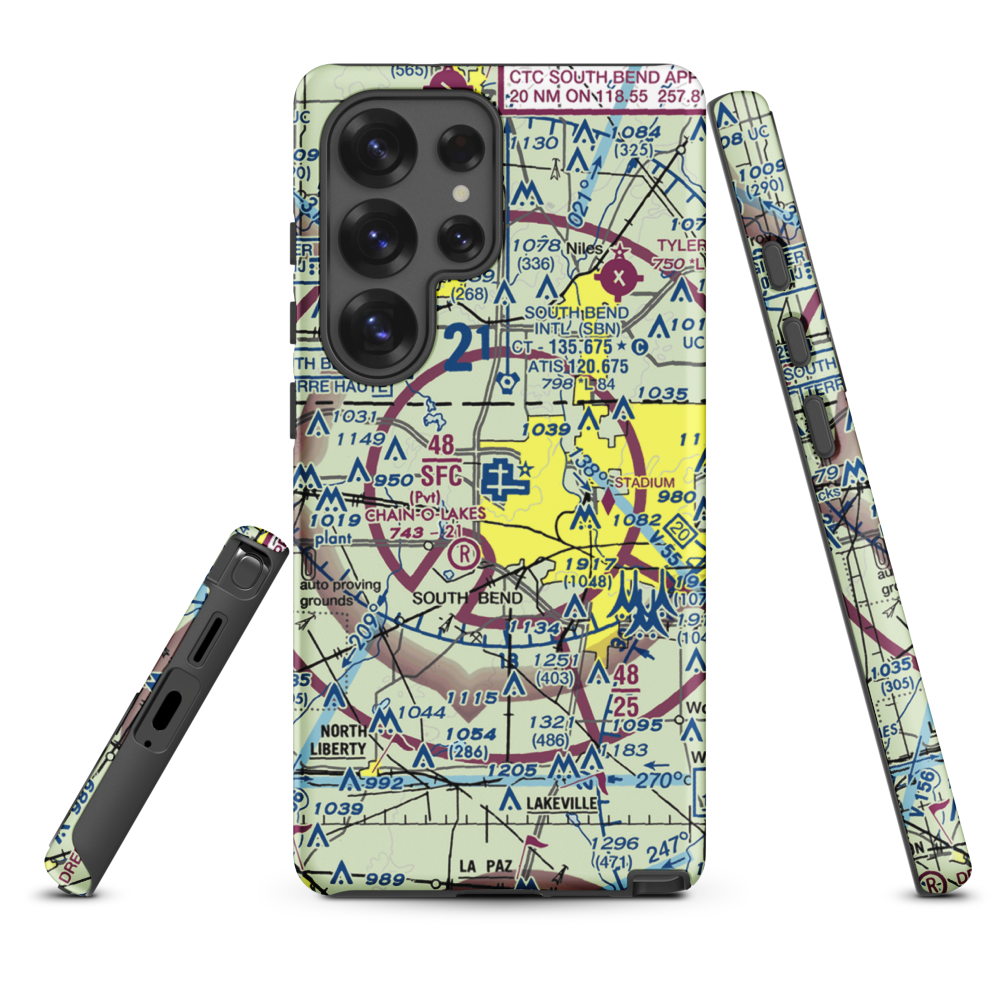 South Bend Regional Airport (SBN) VFR Sectional Samsung Phone Case Samsung Galaxy S25 Ultra model shown