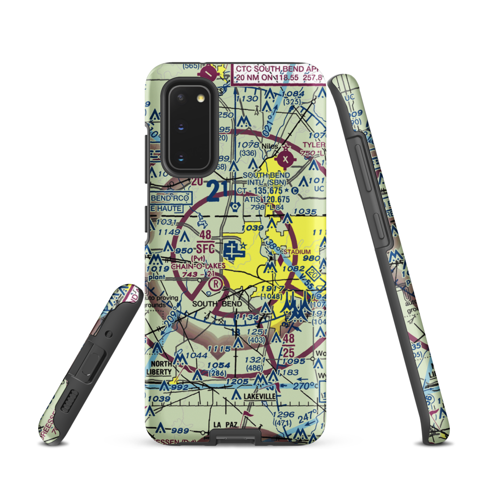 South Bend Regional Airport (SBN) VFR Sectional Samsung Phone Case Samsung Galaxy S20 model shown
