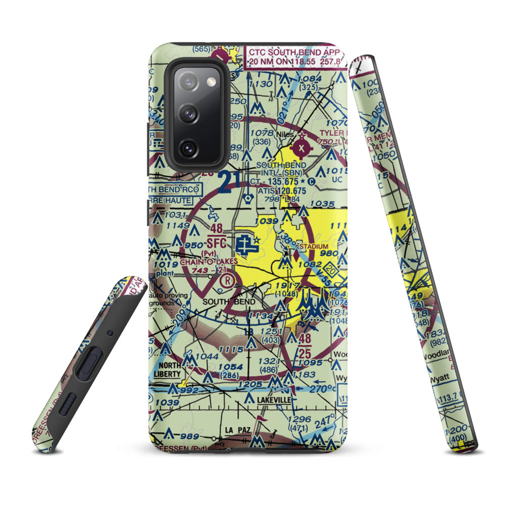 South Bend Regional Airport (SBN) VFR Sectional Samsung Phone Case Samsung Galaxy S20 FE model shown
