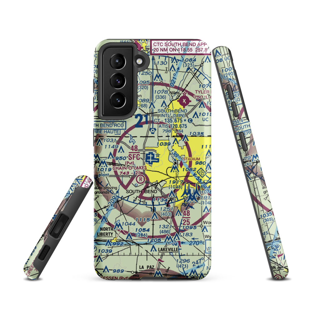South Bend Regional Airport (SBN) VFR Sectional Samsung Phone Case Samsung Galaxy S21 model shown