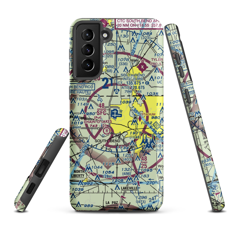 South Bend Regional Airport (SBN) VFR Sectional Samsung Phone Case Samsung Galaxy S21 Plus model shown