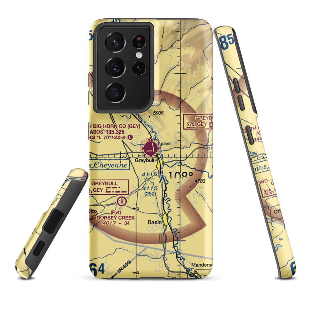South Big Horn County Airport (GEY) VFR Sectional Samsung Phone Case Samsung Galaxy S21 Ultra model shown