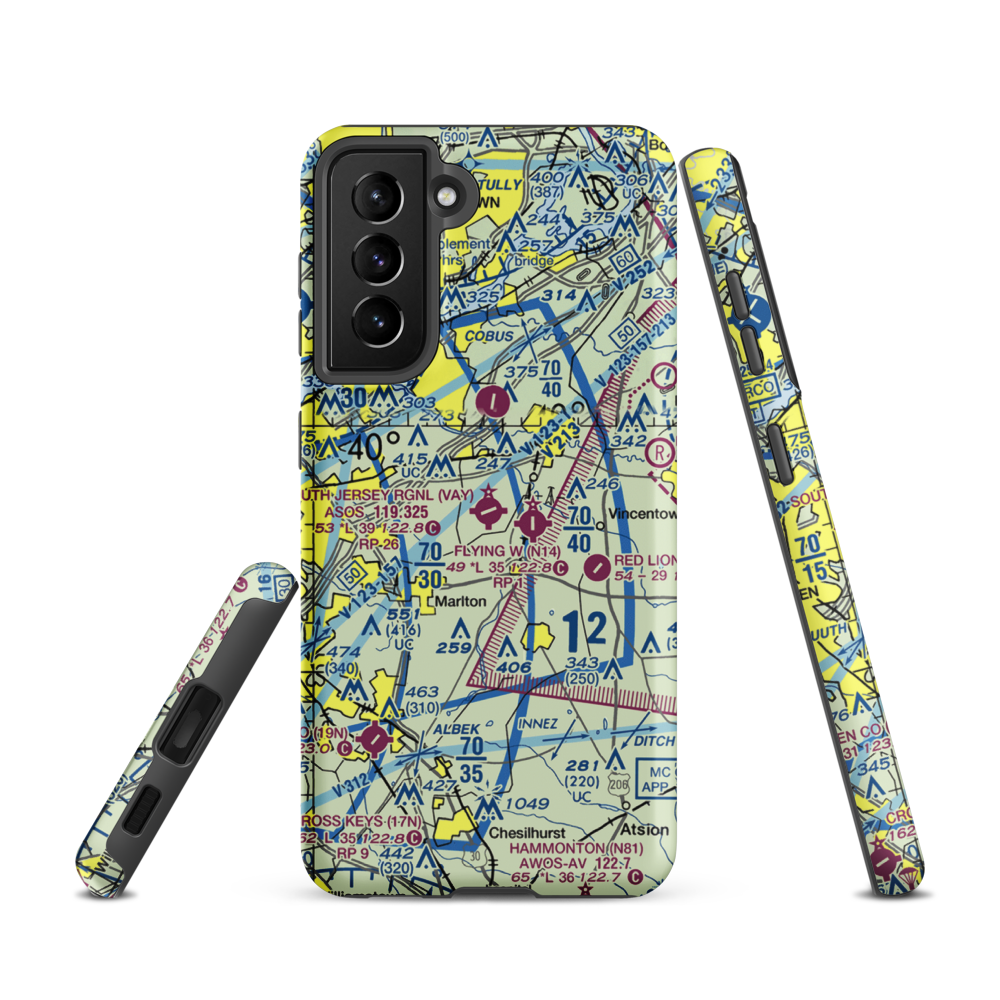 South Jersey Regional Airport (VAY) VFR Sectional Samsung Phone Case Samsung Galaxy S21 model shown