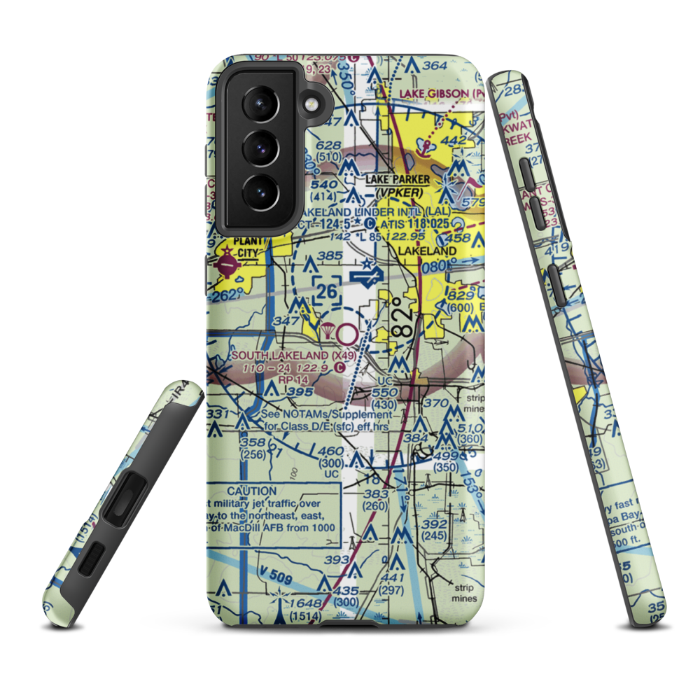 South Lakeland Airport (X49) VFR Sectional Samsung Phone Case Samsung Galaxy S21 Plus model shown