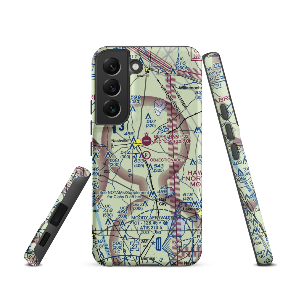 South One Ten Airport (1GA8) VFR Sectional Samsung Phone Case Samsung Galaxy S22 model shown