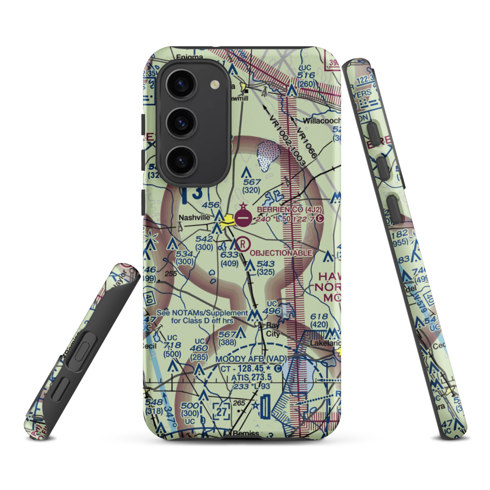 South One Ten Airport (1GA8) VFR Sectional Samsung Phone Case Samsung Galaxy S23 Plus model shown