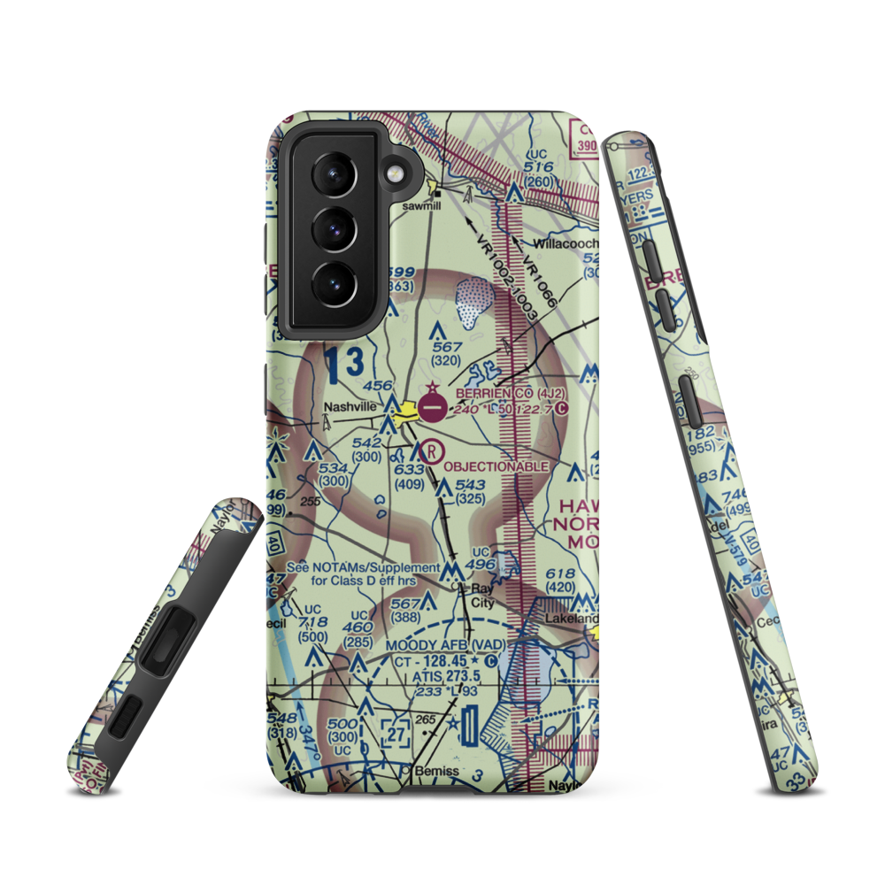 South One Ten Airport (1GA8) VFR Sectional Samsung Phone Case Samsung Galaxy S21 model shown