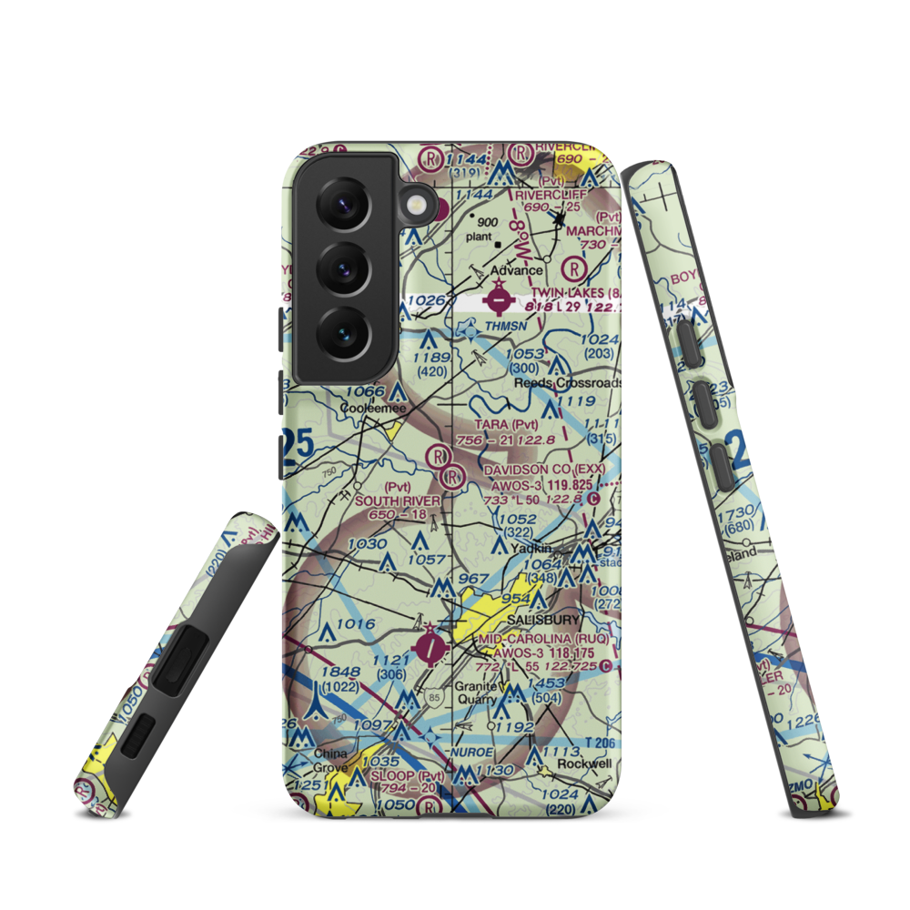 South River Airport (NC93) VFR Sectional Samsung Phone Case Samsung Galaxy S22 model shown