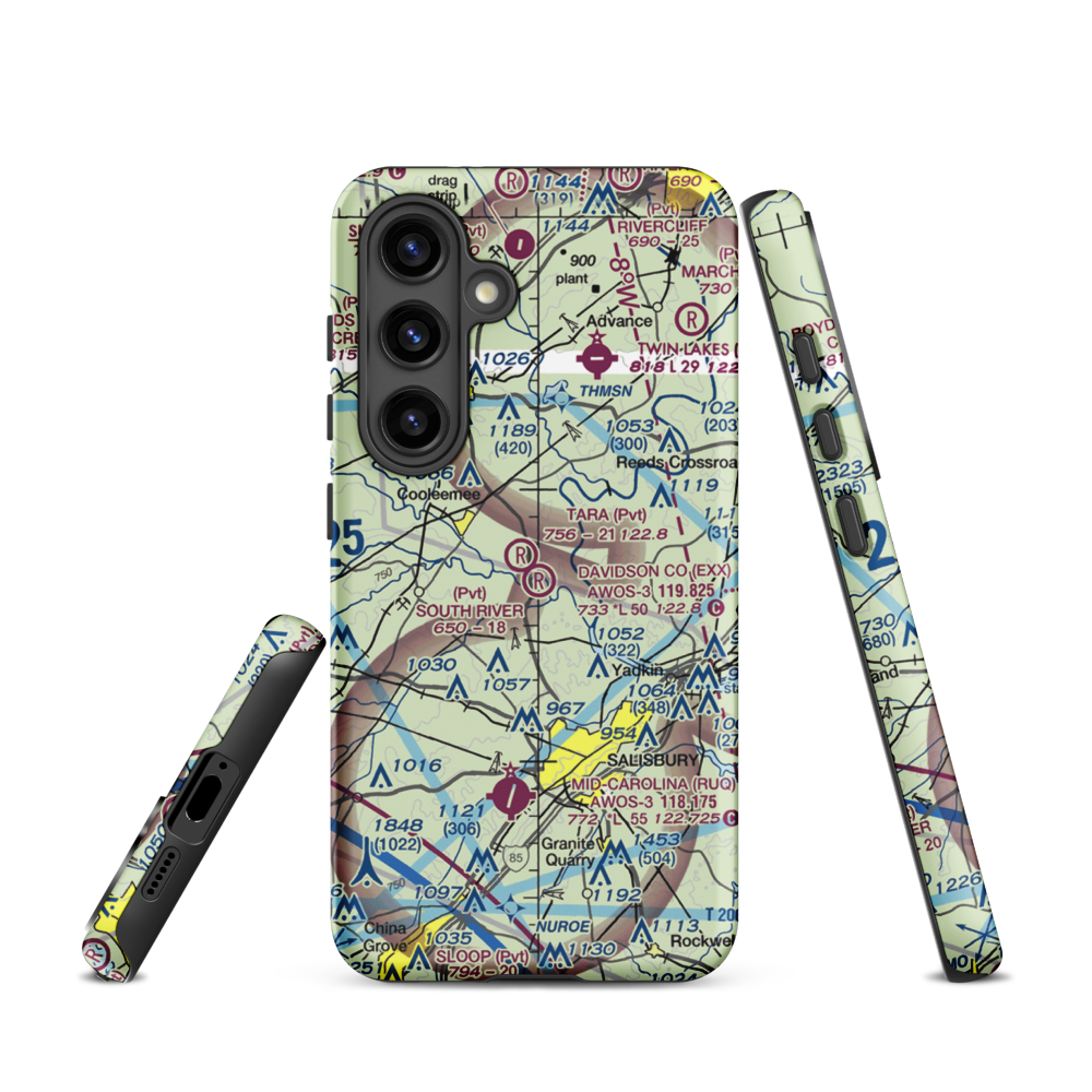 South River Airport (NC93) VFR Sectional Samsung Phone Case Samsung Galaxy S24 model shown