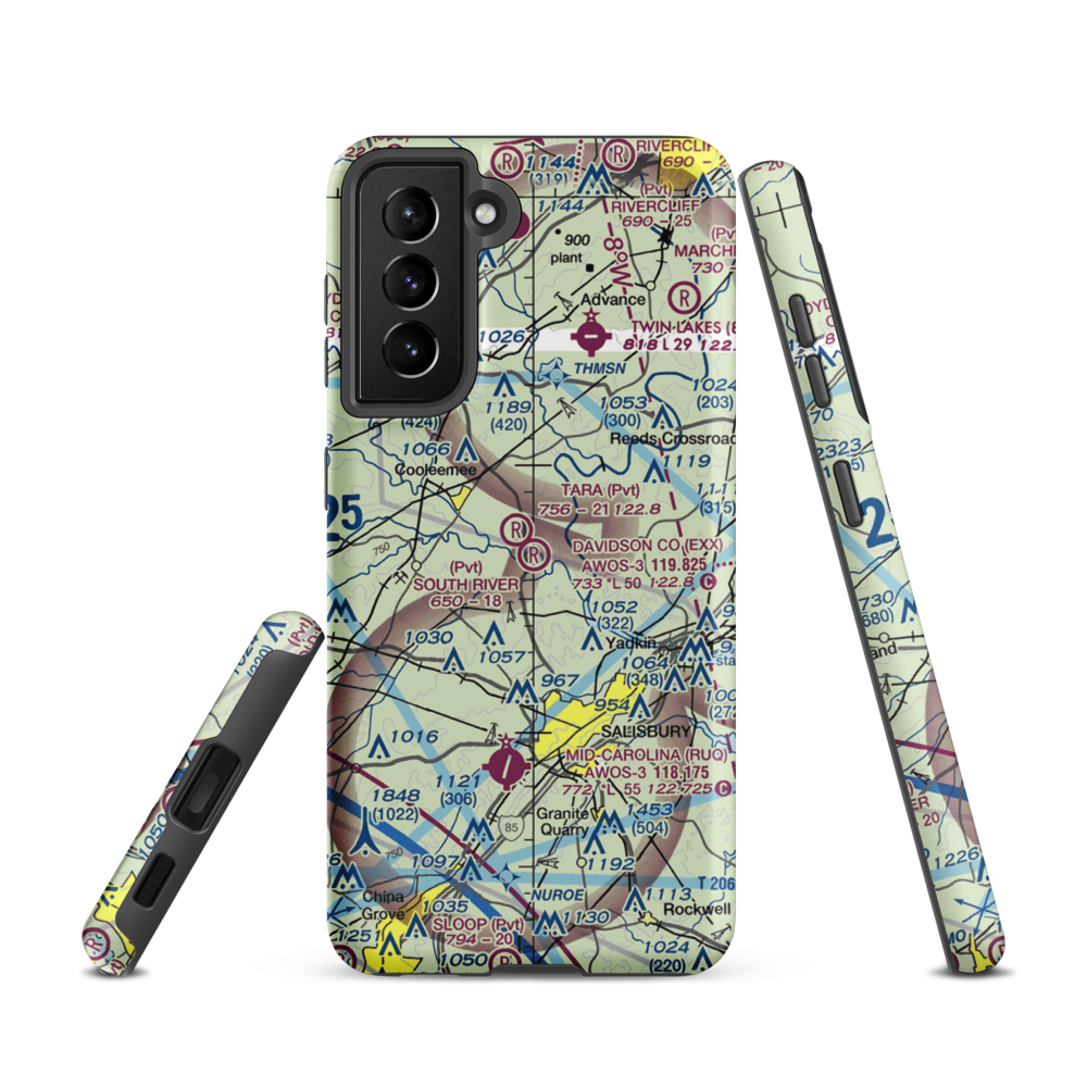 South River Airport (NC93) VFR Sectional Samsung Phone Case Samsung Galaxy S21 model shown