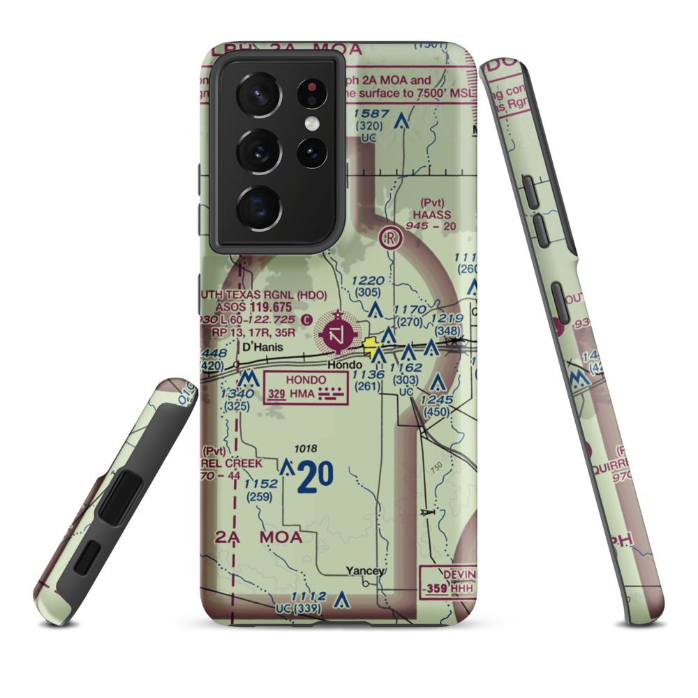 South Texas Regional Airport at Hondo (HDO) VFR Sectional Samsung Phone Case Samsung Galaxy S21 Ultra model shown