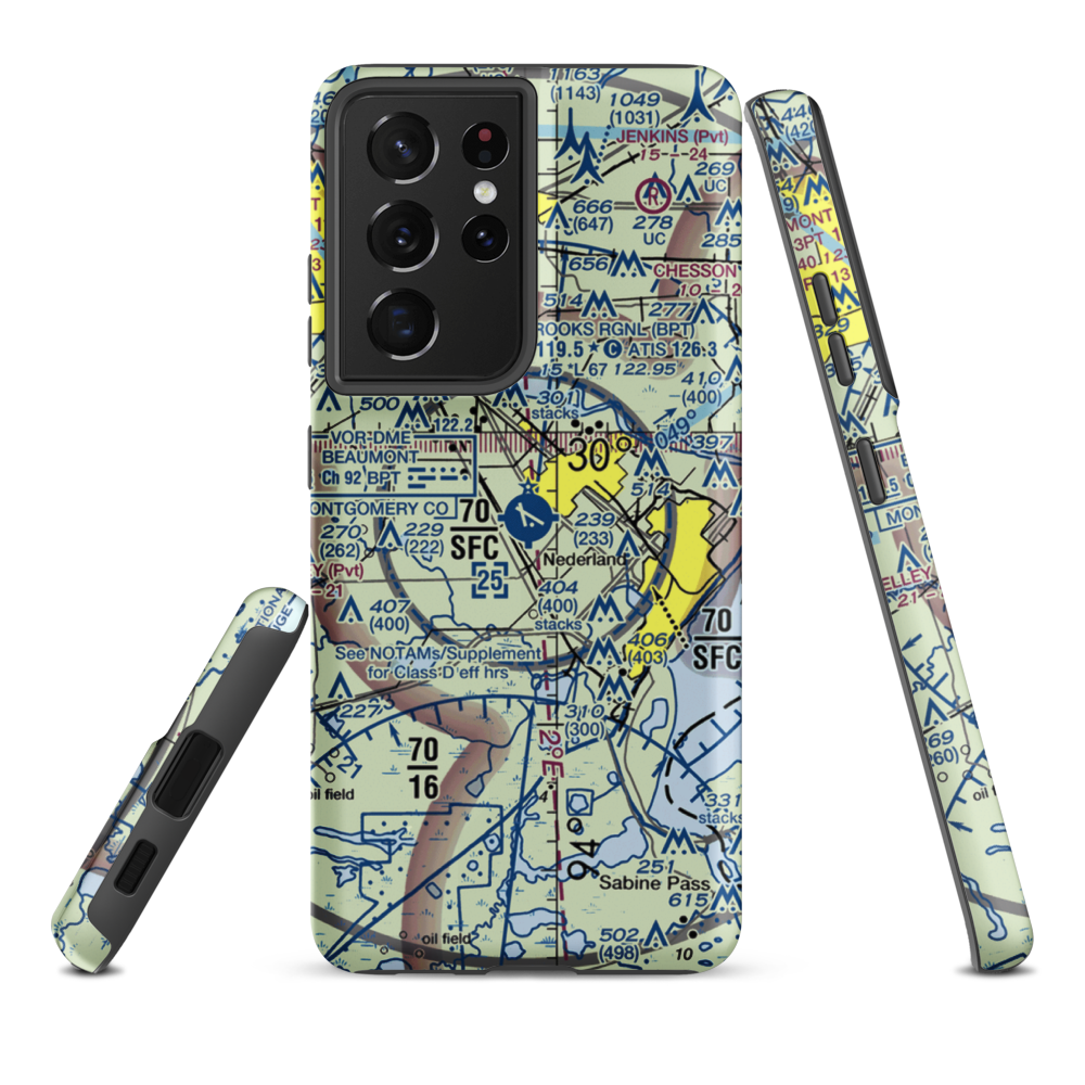 Southeast Texas Regional Airport (BPT) VFR Sectional Samsung Phone Case Samsung Galaxy S21 Plus model shown