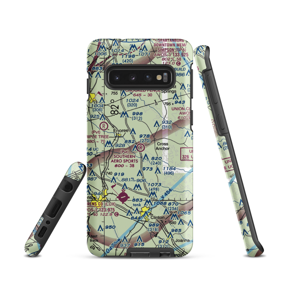 Southern Aero Sports Airport (16SC) VFR Sectional Samsung Phone Case Samsung Galaxy S10 model shown