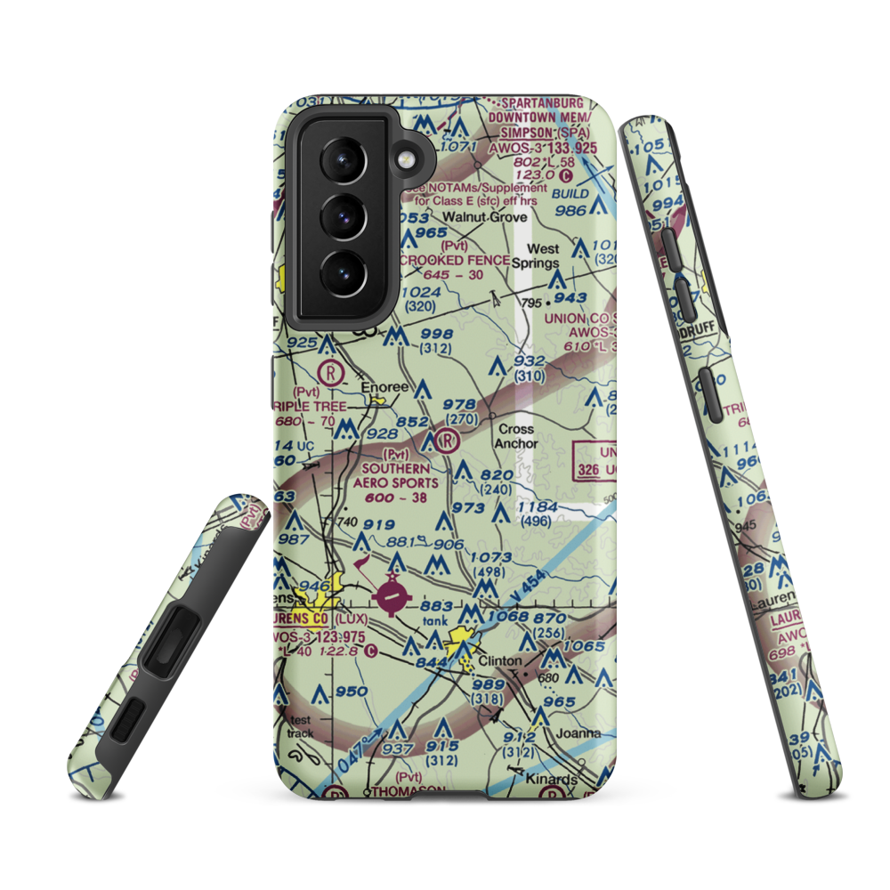Southern Aero Sports Airport (16SC) VFR Sectional Samsung Phone Case Samsung Galaxy S21 FE model shown