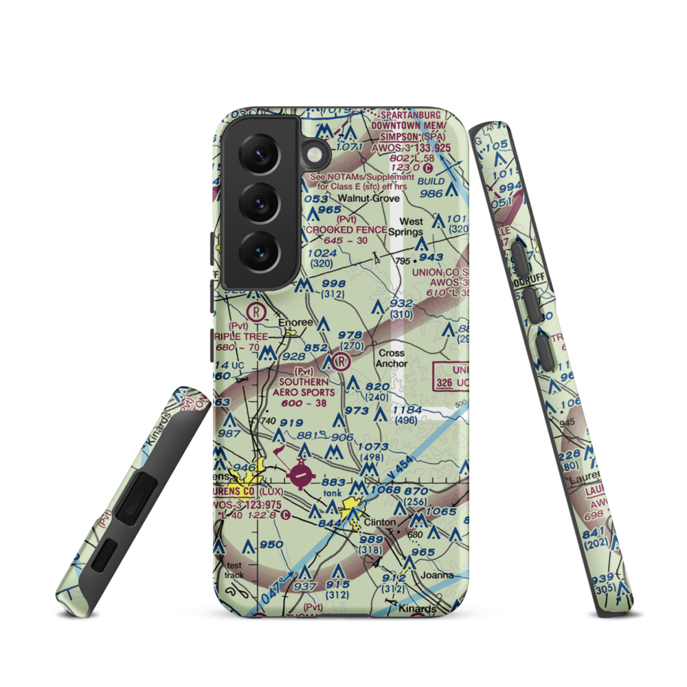 Southern Aero Sports Airport (16SC) VFR Sectional Samsung Phone Case Samsung Galaxy S22 model shown