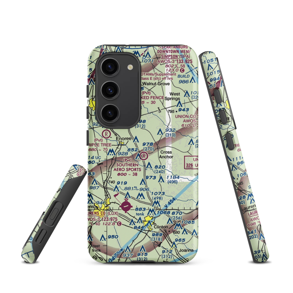 Southern Aero Sports Airport (16SC) VFR Sectional Samsung Phone Case Samsung Galaxy S23 model shown