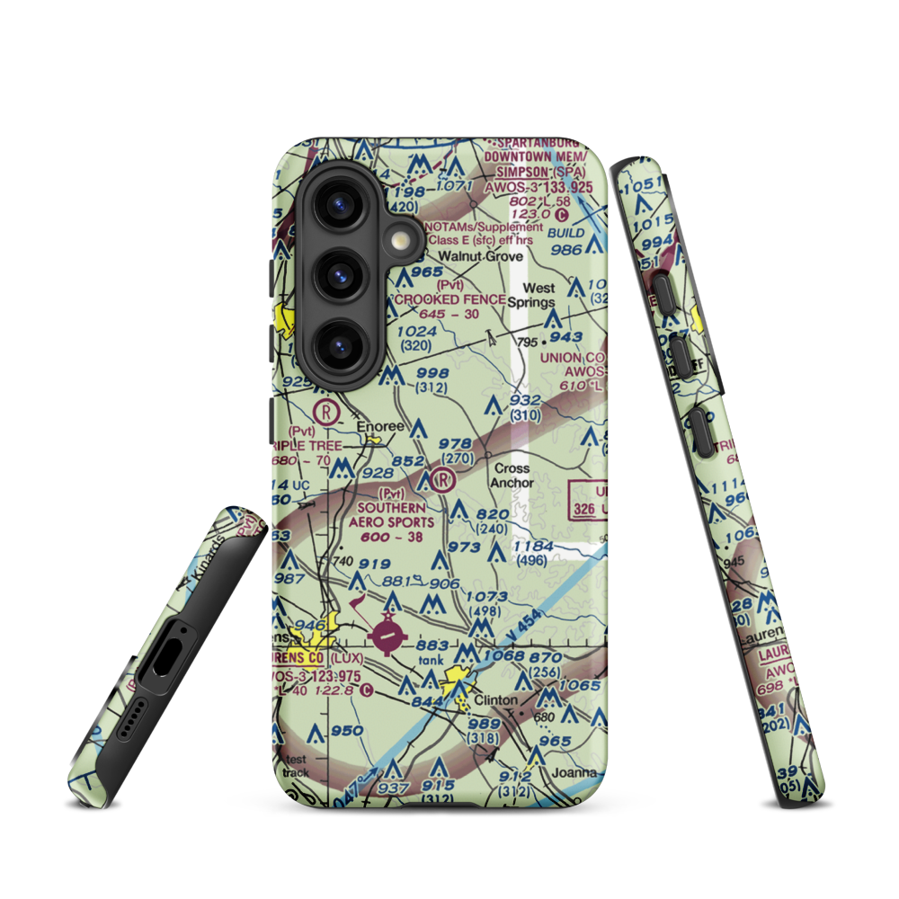 Southern Aero Sports Airport (16SC) VFR Sectional Samsung Phone Case Samsung Galaxy S24 model shown