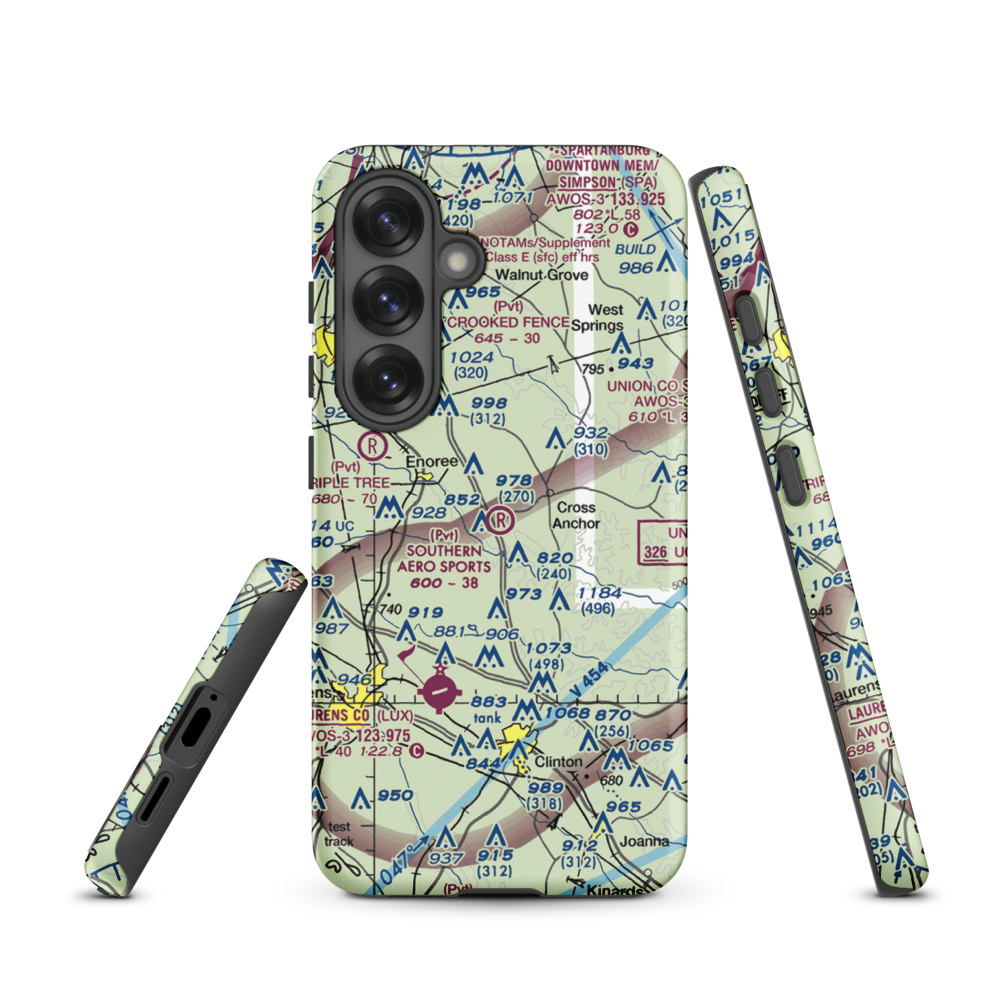 Southern Aero Sports Airport (16SC) VFR Sectional Samsung Phone Case Samsung Galaxy S25 model shown
