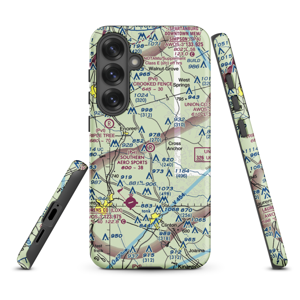 Southern Aero Sports Airport (16SC) VFR Sectional Samsung Phone Case Samsung Galaxy S25 Plus model shown