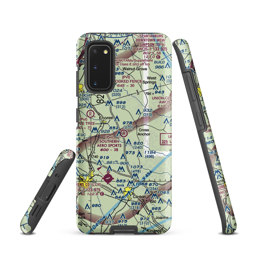 Southern Aero Sports Airport (16SC) VFR Sectional Samsung Phone Case Samsung Galaxy S20 model shown