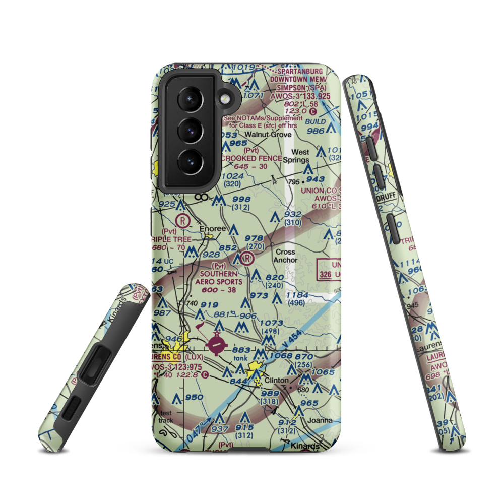 Southern Aero Sports Airport (16SC) VFR Sectional Samsung Phone Case Samsung Galaxy S21 model shown