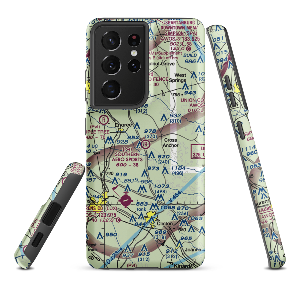 Southern Aero Sports Airport (16SC) VFR Sectional Samsung Phone Case Samsung Galaxy S21 Plus model shown