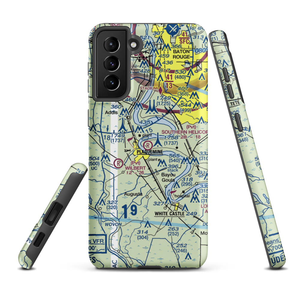 Southern Helicopters Airport (21LA) VFR Sectional Samsung Phone Case Samsung Galaxy S21 Plus model shown