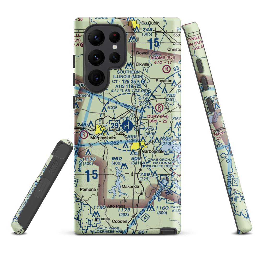 Southern Illinois Airport (MDH) VFR Sectional Samsung Phone Case Samsung Galaxy S22 Ultra model shown