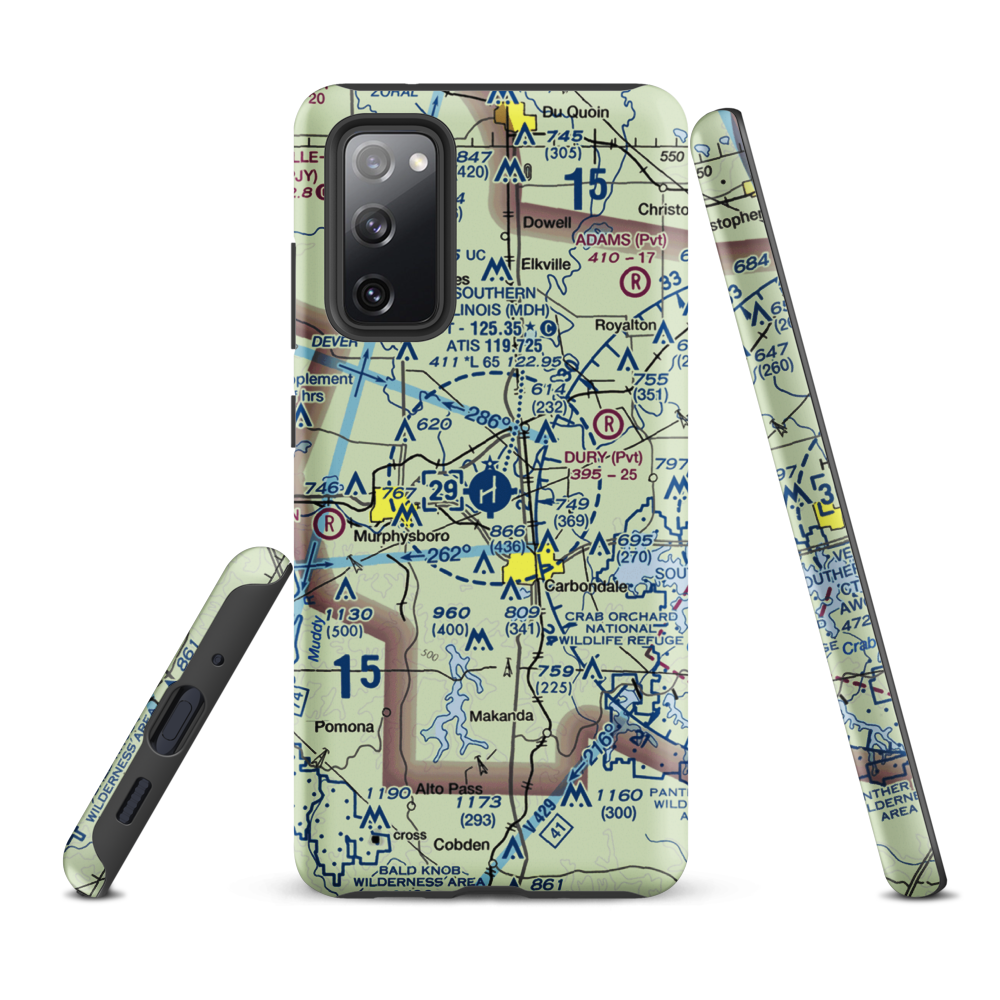 Southern Illinois Airport (MDH) VFR Sectional Samsung Phone Case Samsung Galaxy S20 FE model shown