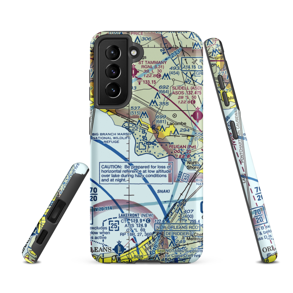 Southern Natural Gas Co. Seaplane Base (3LA2) VFR Sectional Samsung Phone Case Samsung Galaxy S21 FE model shown