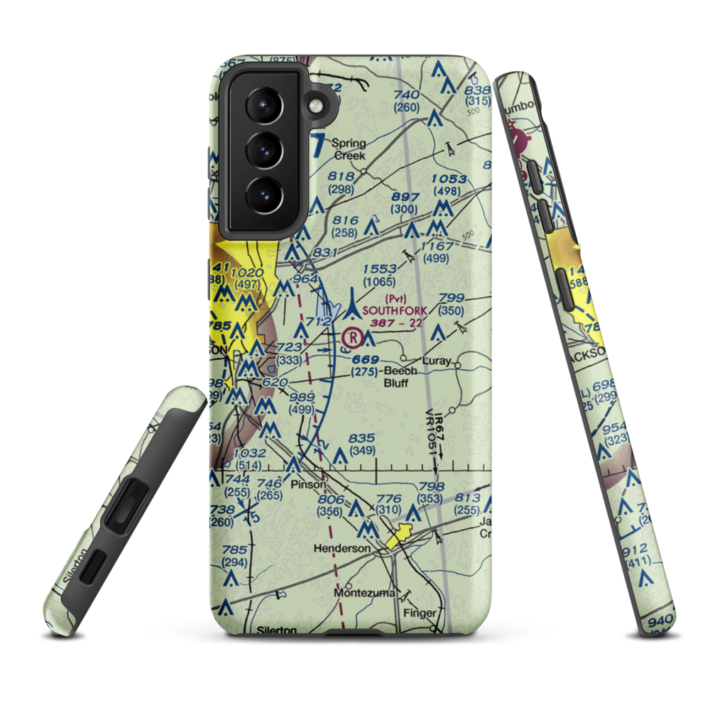 Southfork Airport (4TN9) VFR Sectional Samsung Phone Case Samsung Galaxy S21 Plus model shown