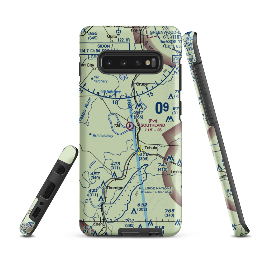 Southland Flying Service Inc. Airport (MS40) VFR Sectional Samsung Phone Case Samsung Galaxy S10 Plus model shown