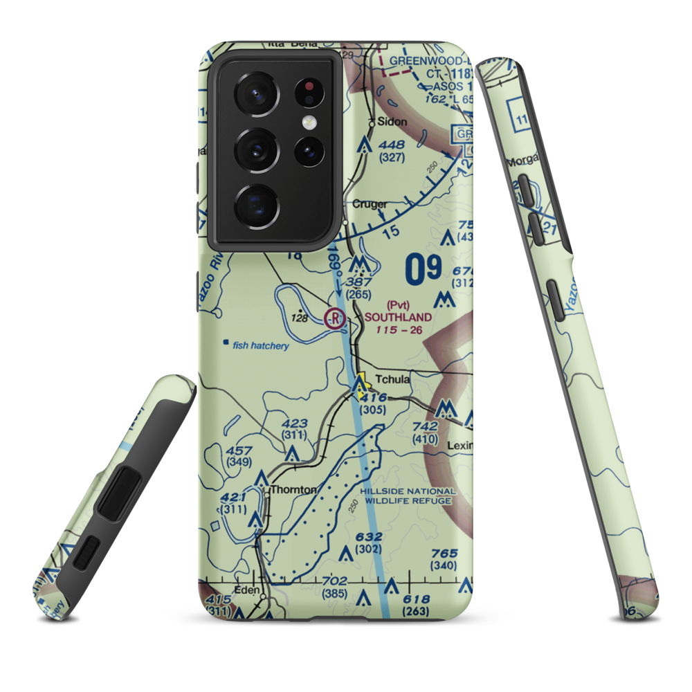 Southland Flying Service Inc. Airport (MS40) VFR Sectional Samsung Phone Case Samsung Galaxy S21 Ultra model shown
