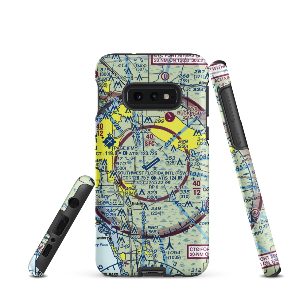 Southwest Florida International Airport (RSW) VFR Sectional Samsung Phone Case Samsung Galaxy S10e model shown