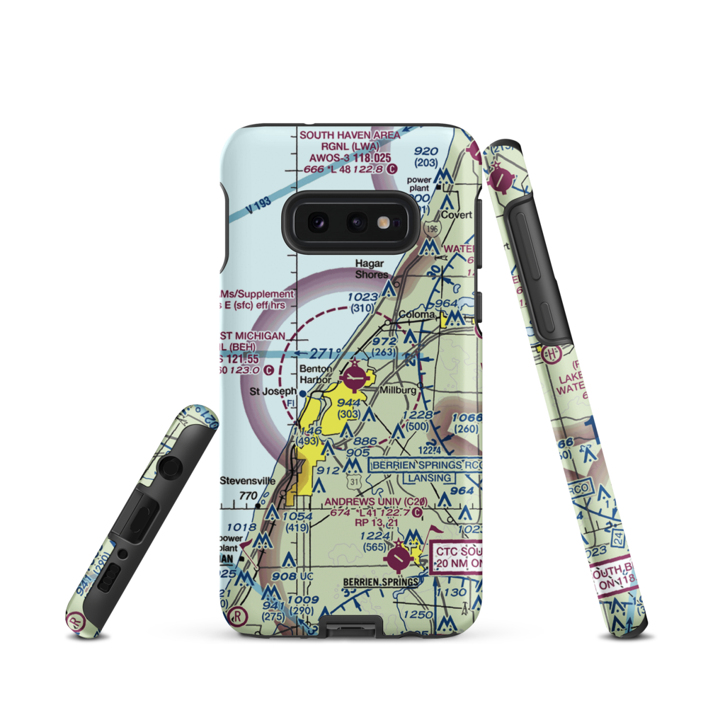 Southwest Michigan Regional Airport (BEH) VFR Sectional Samsung Phone Case Samsung Galaxy S10e model shown