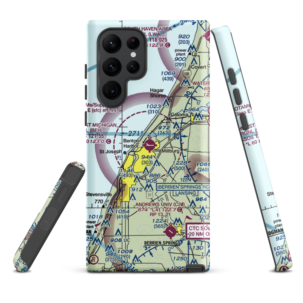 Southwest Michigan Regional Airport (BEH) VFR Sectional Samsung Phone Case Samsung Galaxy S22 Ultra model shown