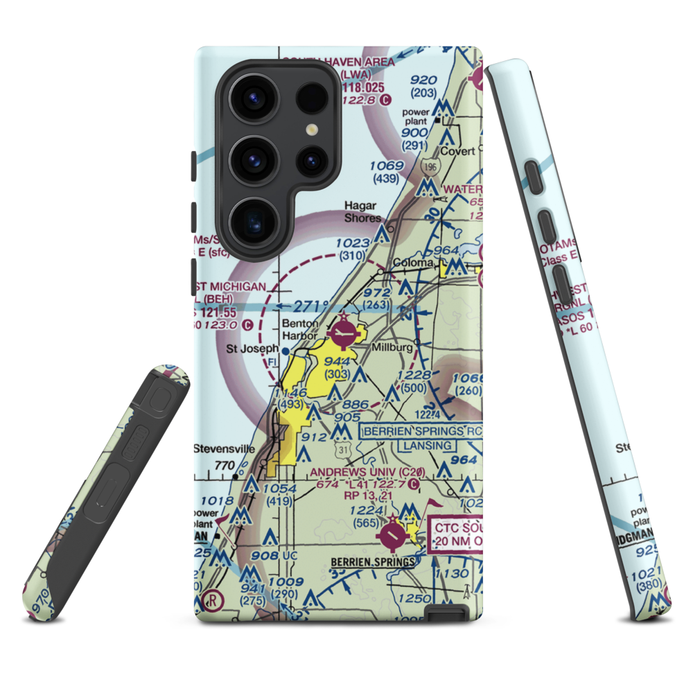 Southwest Michigan Regional Airport (BEH) VFR Sectional Samsung Phone Case Samsung Galaxy S23 Ultra model shown