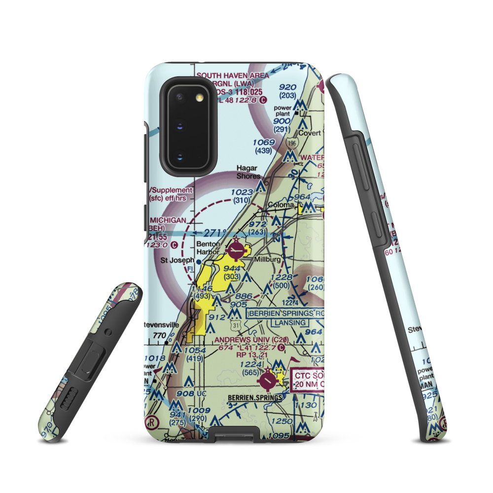 Southwest Michigan Regional Airport (BEH) VFR Sectional Samsung Phone Case Samsung Galaxy S20 model shown