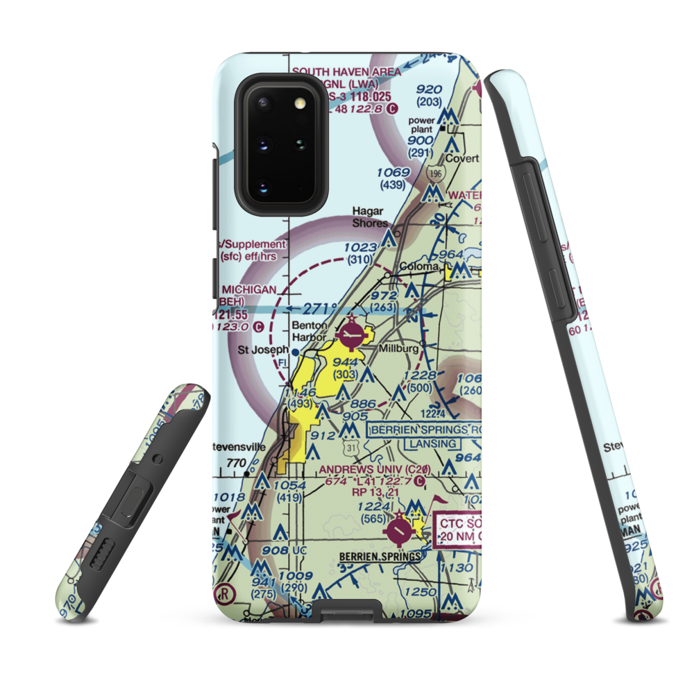 Southwest Michigan Regional Airport (BEH) VFR Sectional Samsung Phone Case Samsung Galaxy S20 Plus model shown