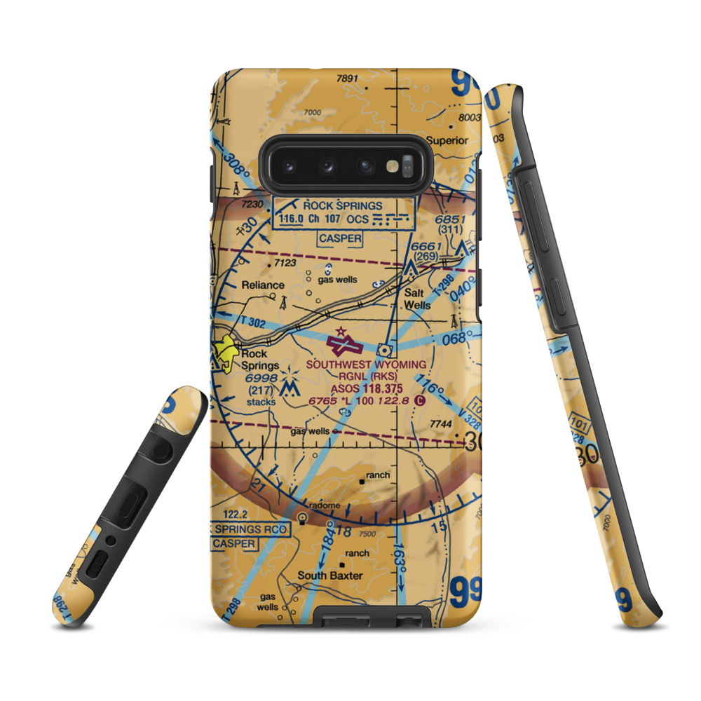 Southwest Wyoming Regional Airport (RKS) VFR Sectional Samsung Phone Case Samsung Galaxy S10 Plus model shown